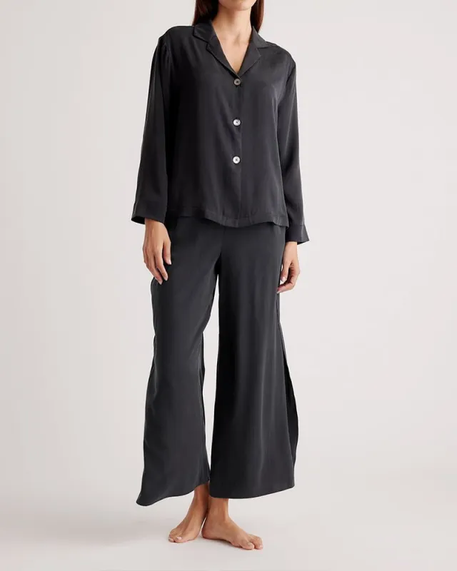 (Clean Up - M) 100% Washable Silk Pajama Long Sleeve Set sold by Larosa