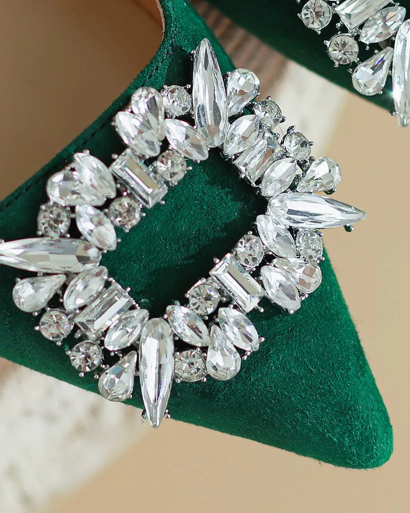 (Clean Up - US 7) Rhinestones Slingback Kitten Heel Pointed Toe Stiletto Pumps sold by Larosa product image thumbnail 2