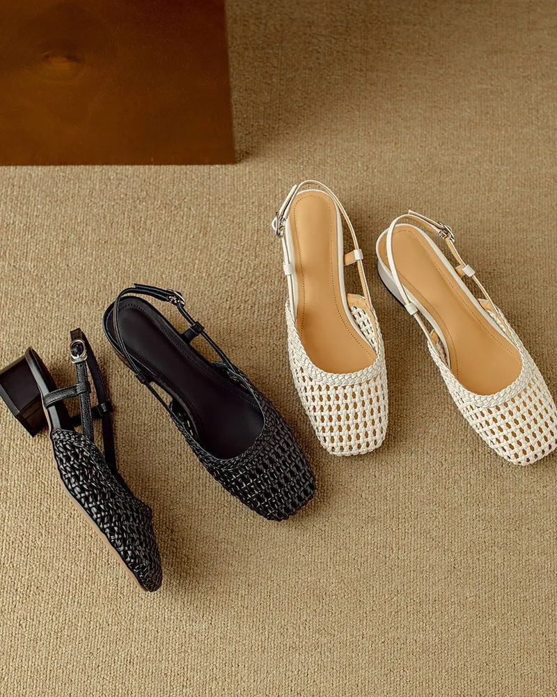 (Clean Up - US 5) Woven Buckle Strap Slingback Chunky Heel Sandals sold by Larosa product image thumbnail 2