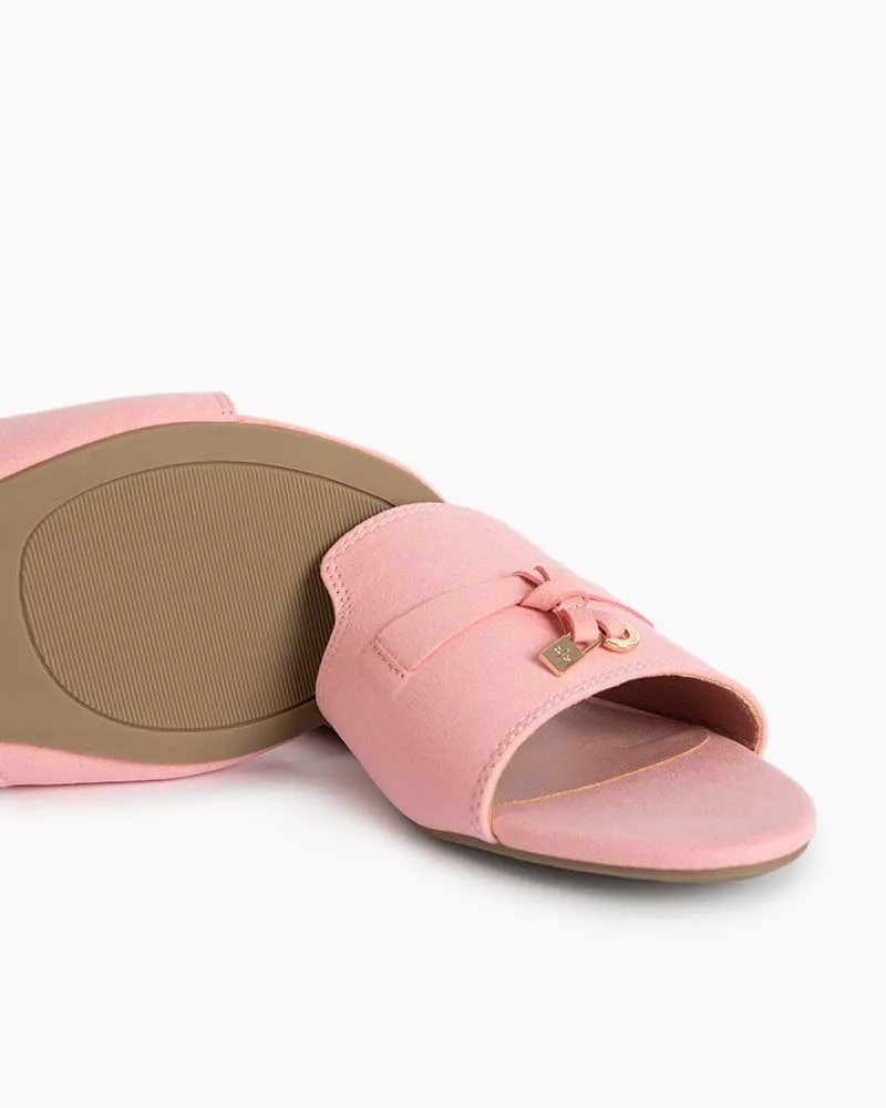 (Clean Up - US 8) Suede Gold Charm Open Toe Slide Sandals sold by Larosa product image thumbnail 4