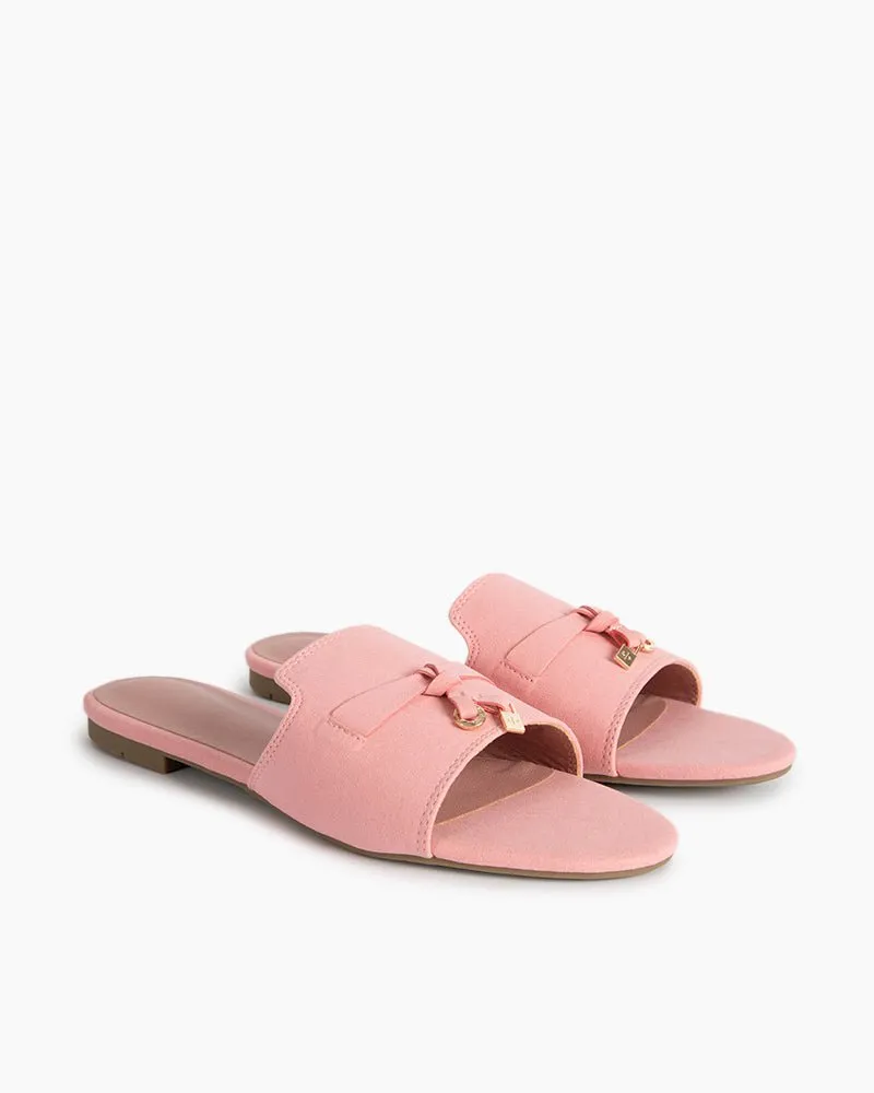 (Clean Up - US 8) Suede Gold Charm Open Toe Slide Sandals sold by Larosa product image thumbnail 2