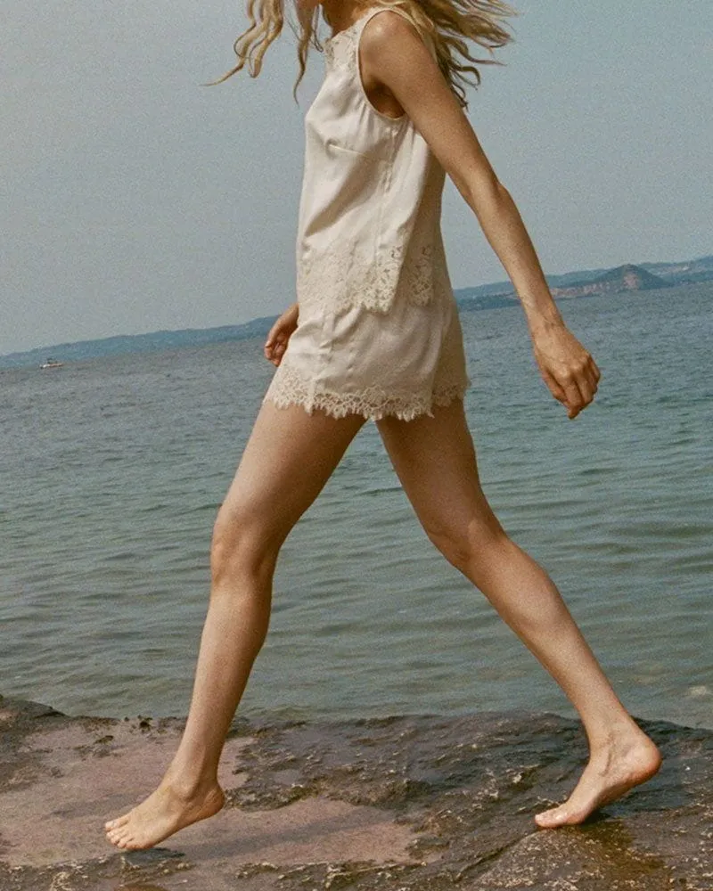 Candlelight Silk Lace Iona Shorts sold by Larosa product image thumbnail 5