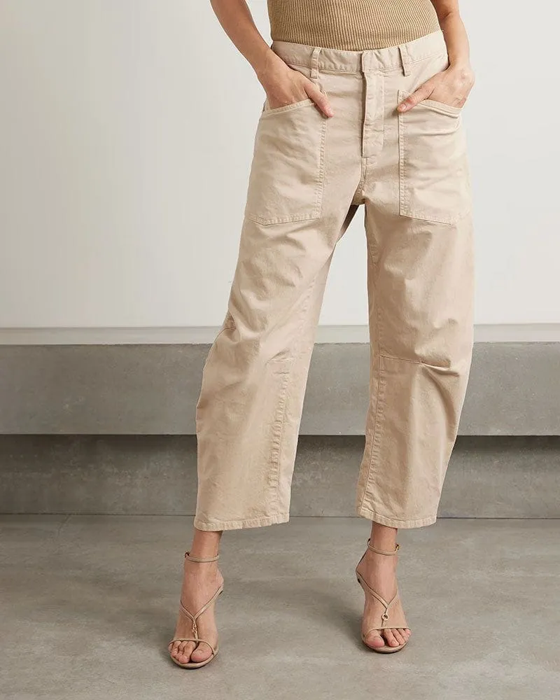 Cotton-blend twill Mid-Rise barrel-leg pants sold by Larosa product image thumbnail 2