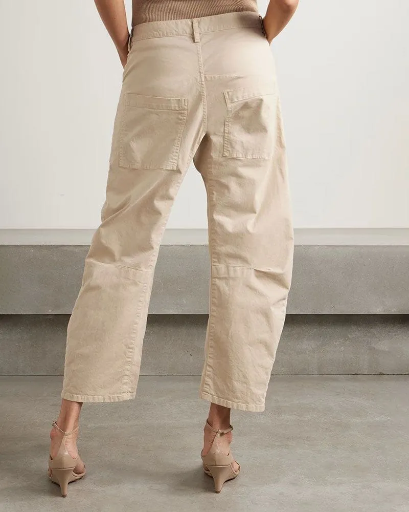 Cotton-blend twill Mid-Rise barrel-leg pants sold by Larosa product image thumbnail 3