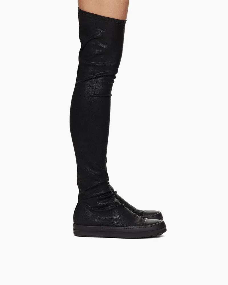 Black Hollywood High Sock Sneaks Tall Boots sold by Larosa