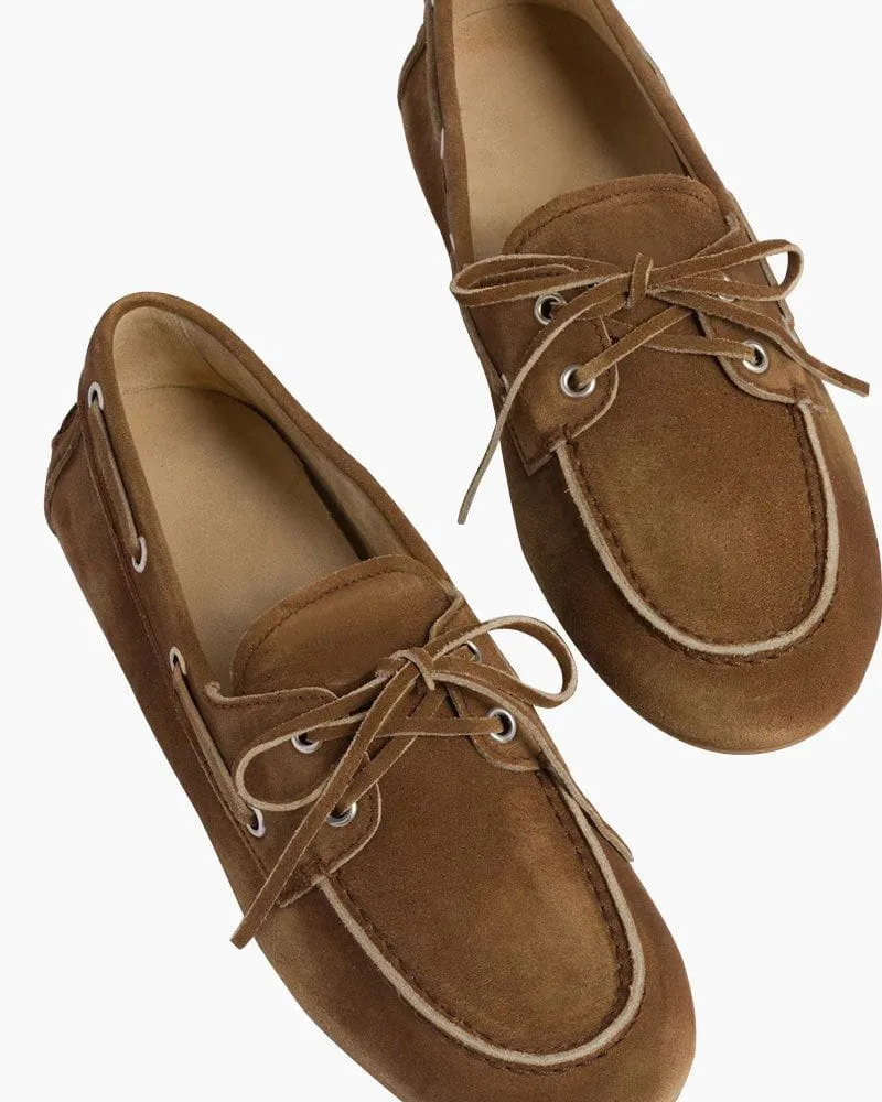 Women's Faded Suede Moccasins Brown Boat Shoes sold by Larosa product image thumbnail 4