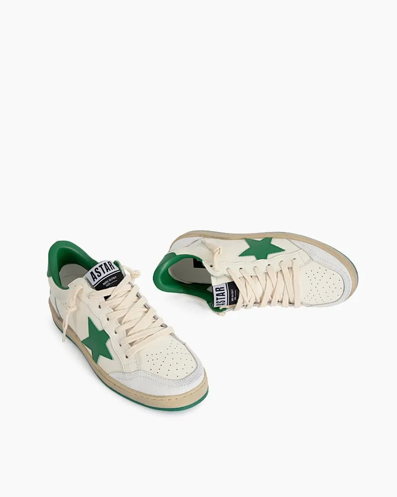 Men's White Nappa Leather Sneakers with Green Good Luck Star sold by Larosa product image thumbnail 4