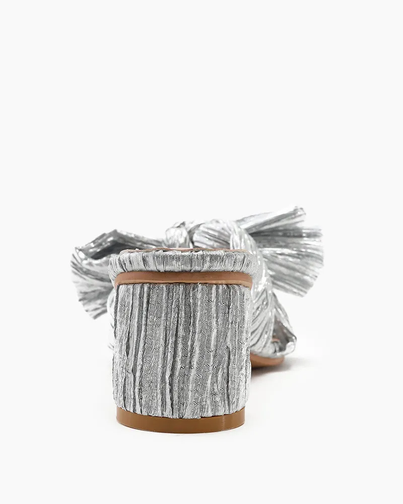 (Clean Up - Delivery in 3-5 days) Pleated Bow Open Toe Chunky Block Heel Sandals sold by Larosa product image thumbnail 4