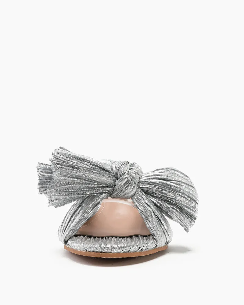 (Clean Up - Delivery in 3-5 days) Pleated Bow Open Toe Chunky Block Heel Sandals sold by Larosa product image thumbnail 3