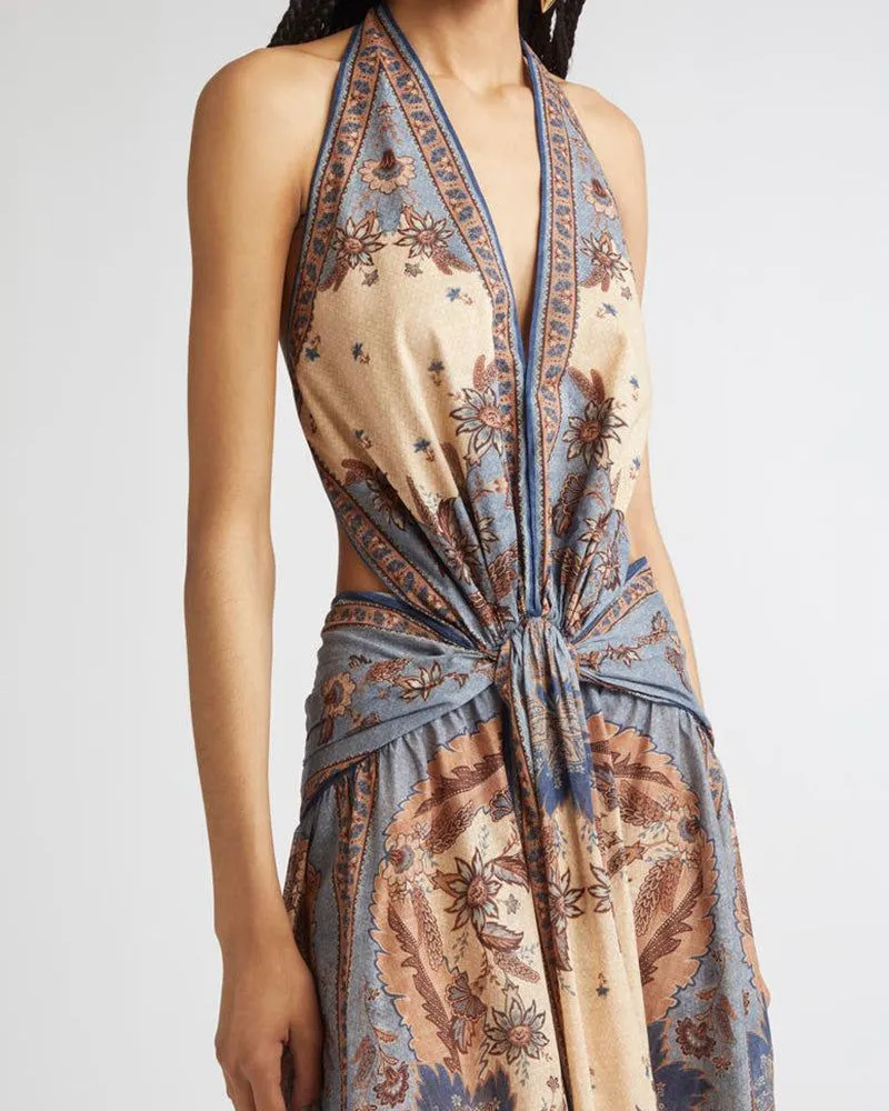 Paisley Floral Bohemian Halter Neck Maxi Dress sold by Larosa product image thumbnail 2