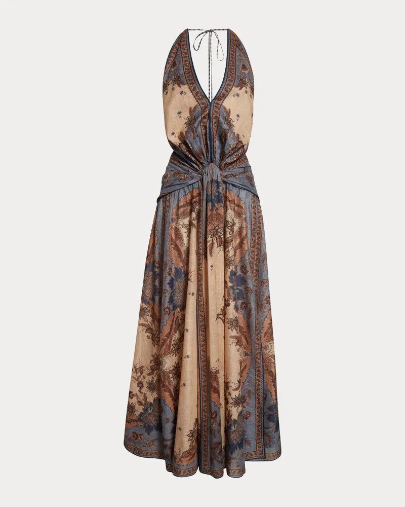 Paisley Floral Bohemian Halter Neck Maxi Dress sold by Larosa product image thumbnail 5