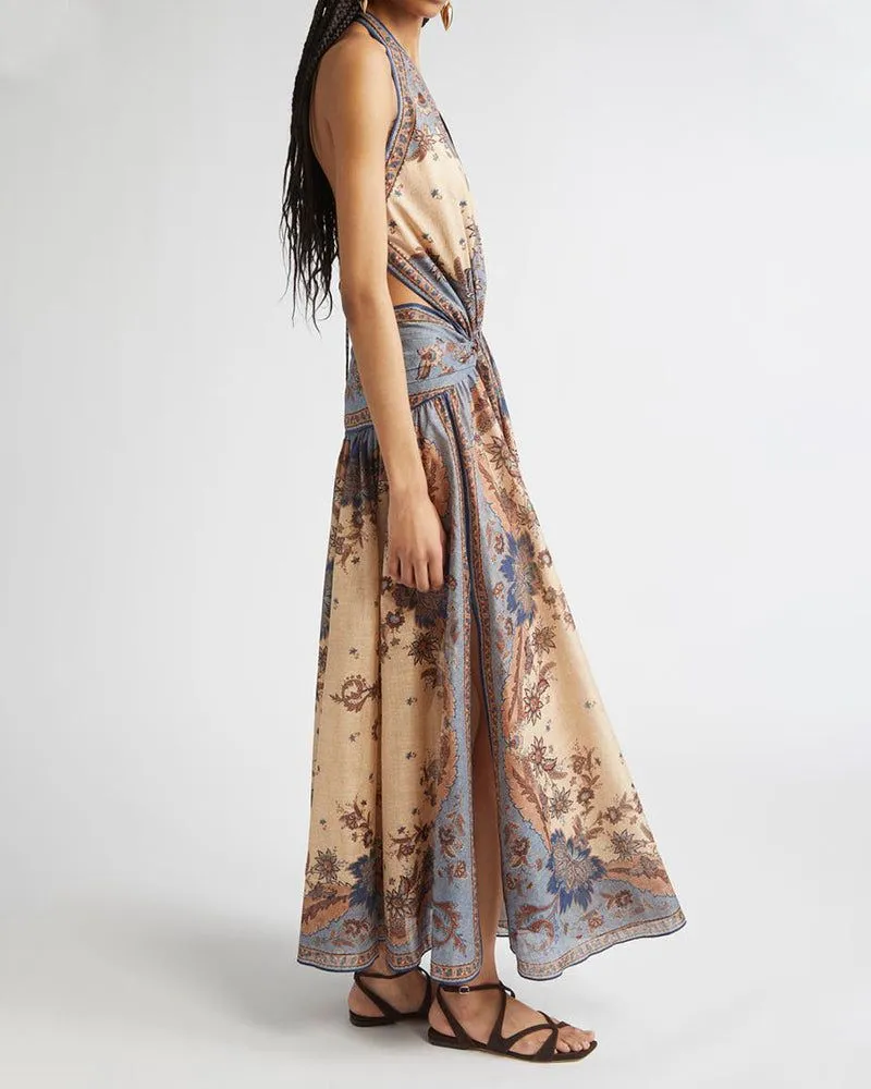 Paisley Floral Bohemian Halter Neck Maxi Dress sold by Larosa product image thumbnail 3