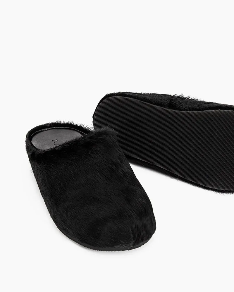 Designer Calf Hair Mules Real Fur Flat Clogs Slippers sold by Larosa product image thumbnail 3