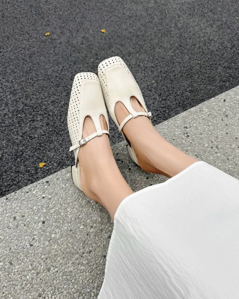 Retro Leather Hollow Out Slingback Block Heel Mules sold by Larosa product image thumbnail 5