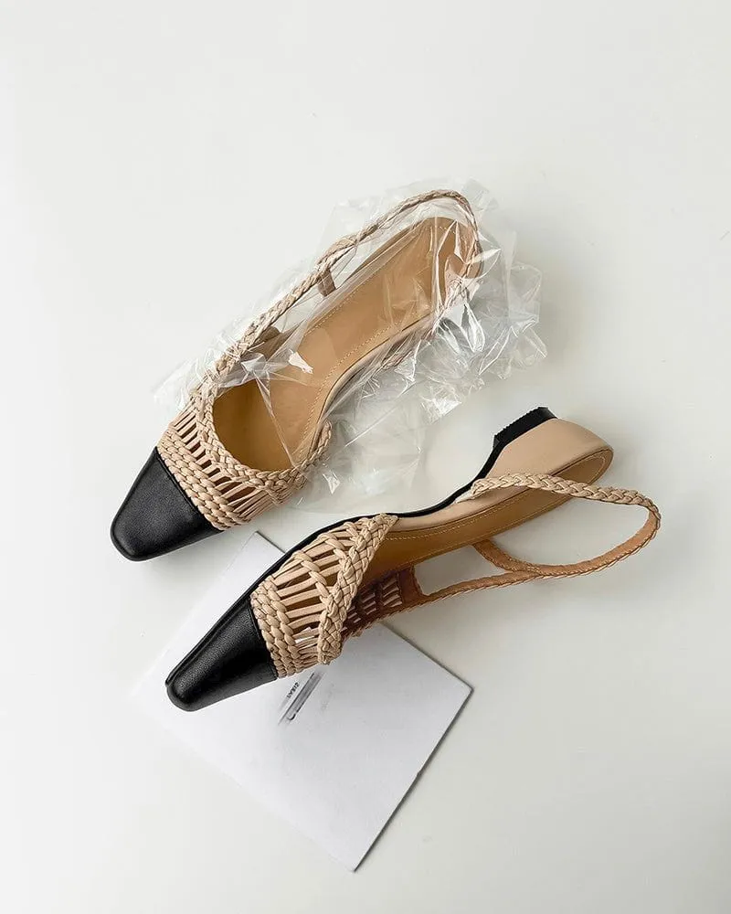 Woven Two-Tone Rattan Style Slingback Sandals sold by Larosa product image thumbnail 3