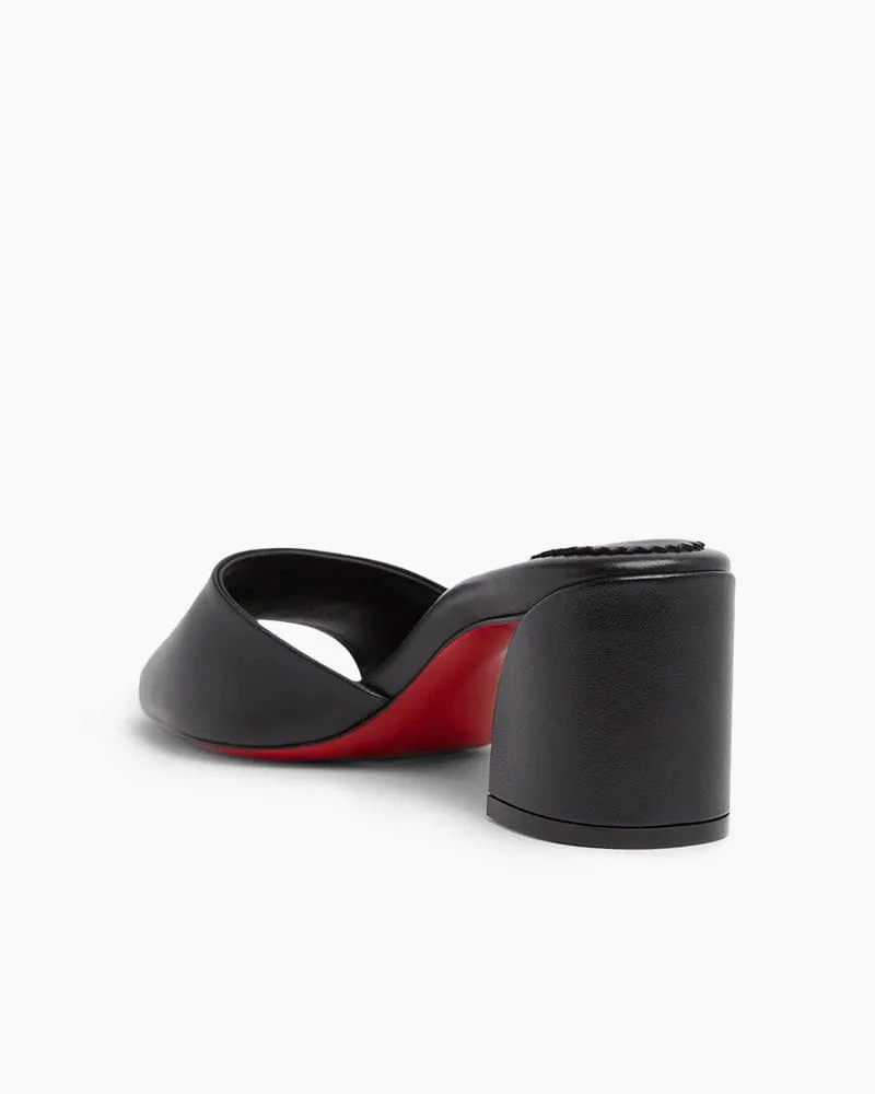 Black Leather Red Sole Block Heel Mule Sandals sold by Larosa product image thumbnail 3