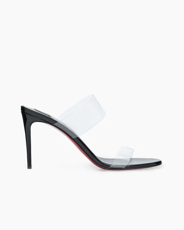 Clear Red Sole Double Strap Stiletto Heel Sandals sold by Larosa