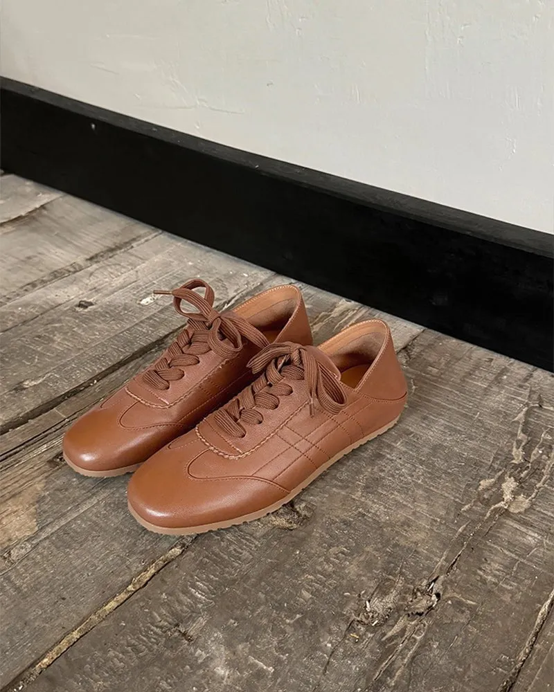 Retro Nappa Leather Lace-Up Flat Sneakers sold by Larosa product image thumbnail 2