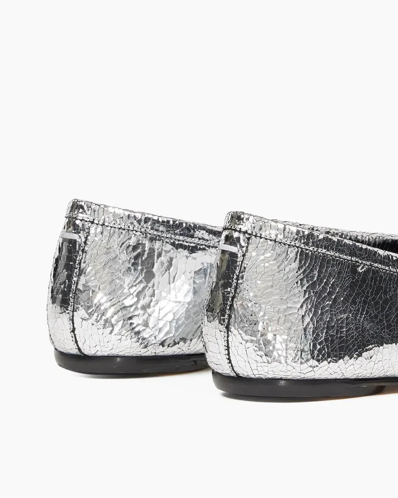 Silver Crinkle Leather Tabi Shoe Ballet Flats sold by Larosa product image thumbnail 5