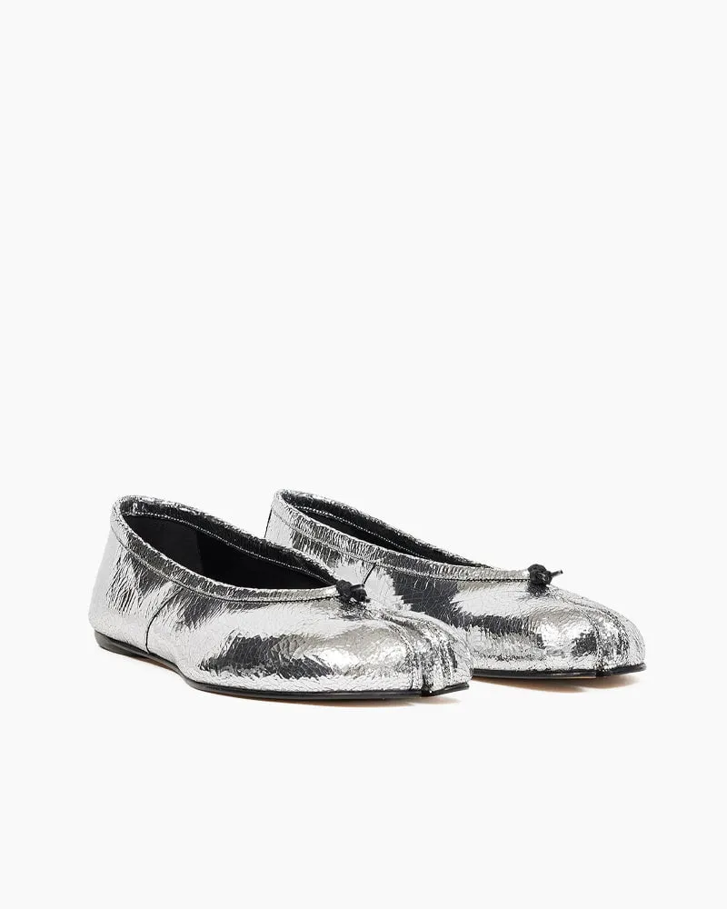 Silver Crinkle Leather Tabi Shoe Ballet Flats sold by Larosa product image thumbnail 2