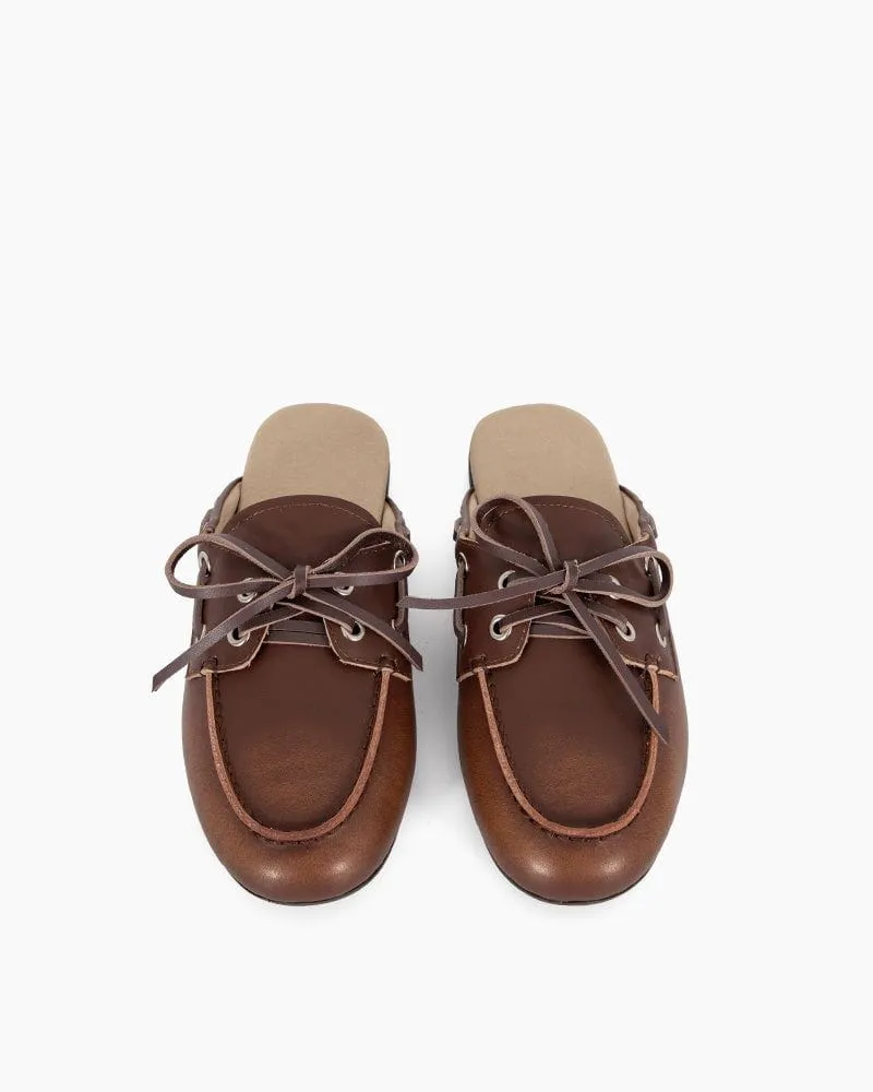 Women's Boat Shoes Brown Leather and Suede Mules sold by Larosa product image thumbnail 5
