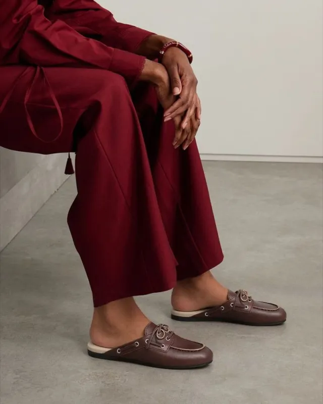 Women's Boat Shoes Brown Leather and Suede Mules sold by Larosa