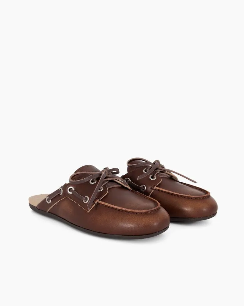 Women's Boat Shoes Brown Leather and Suede Mules sold by Larosa product image thumbnail 4