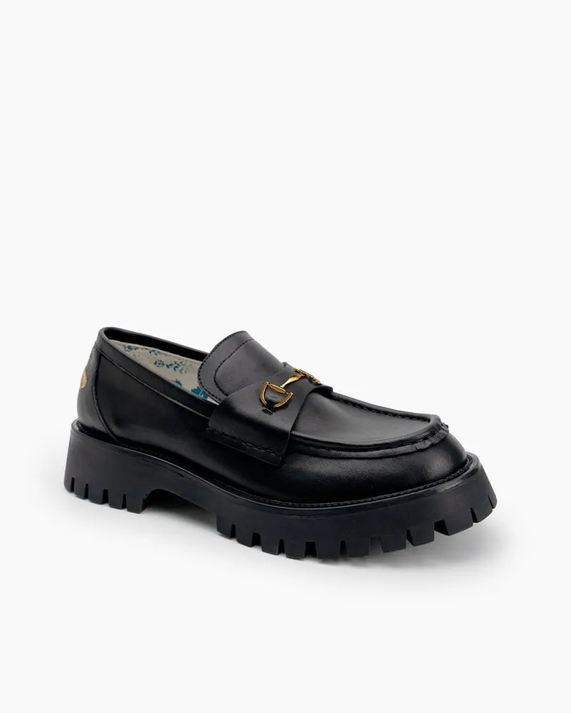 Classic Metal Buckle Bee Embroidery Platform Leather Loafers sold by Larosa product image thumbnail 2
