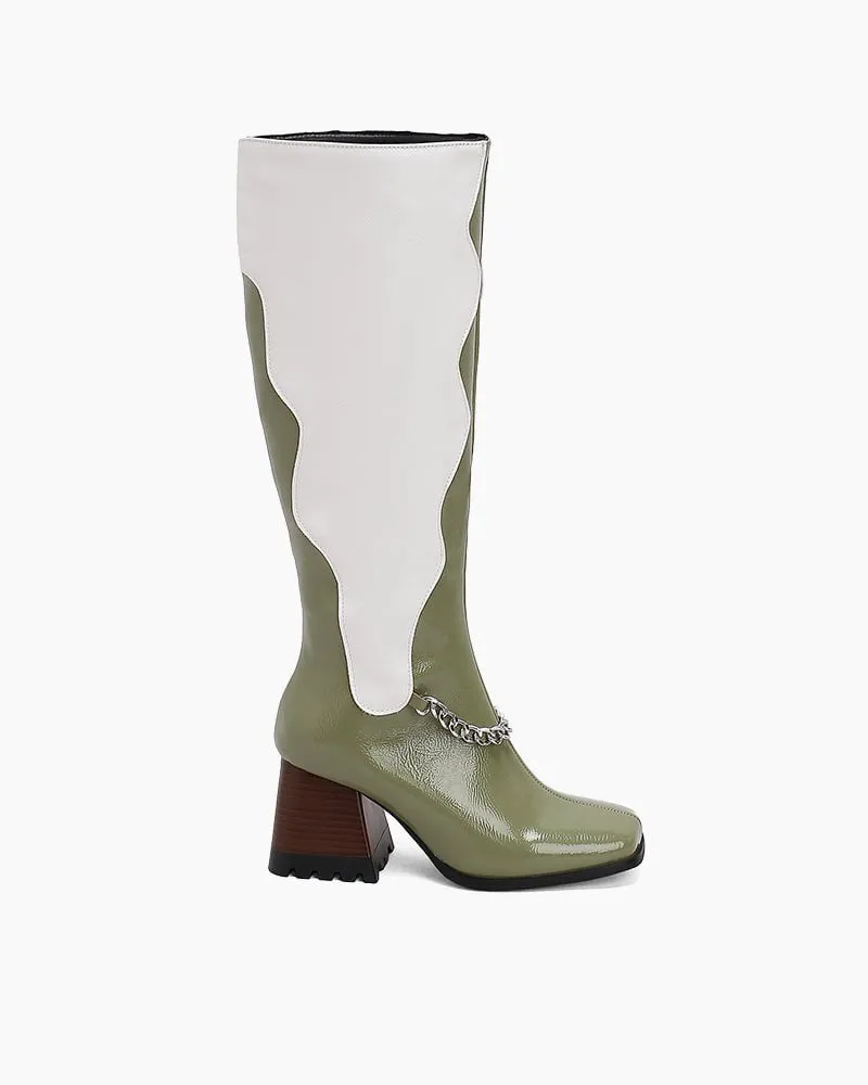 Color-Block Design Wide Calf Cowboy Western Boots sold by Larosa product image thumbnail 2