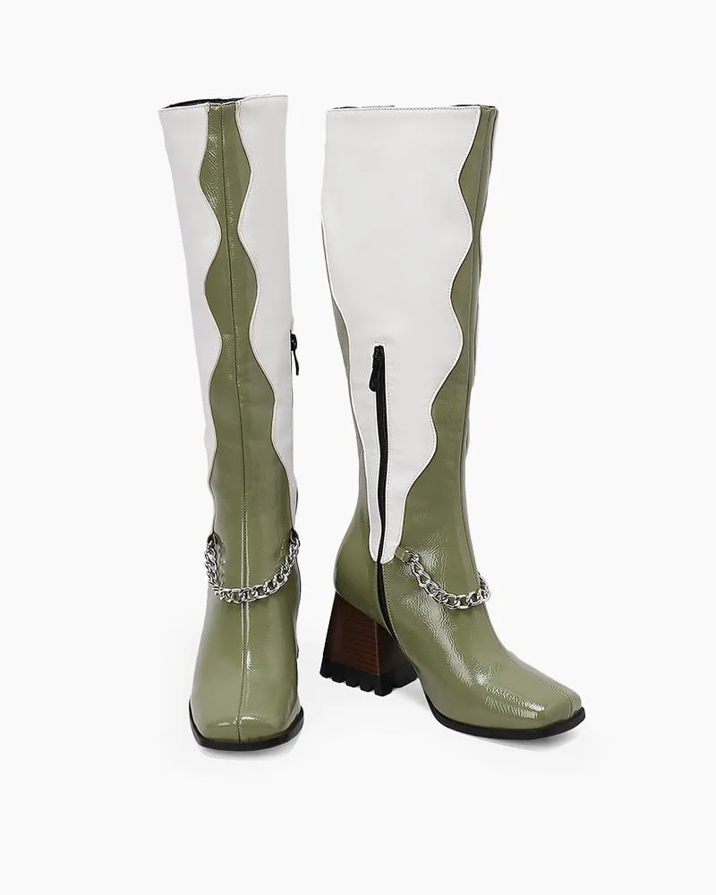 Color-Block Design Wide Calf Cowboy Western Boots sold by Larosa product image thumbnail 3