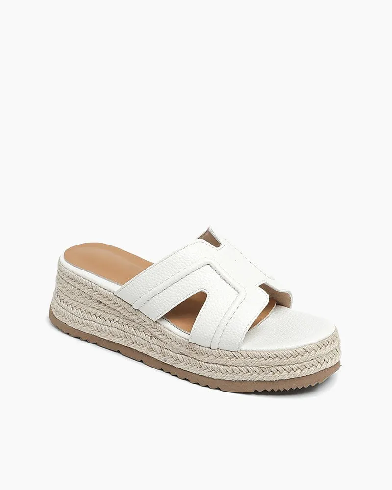 Textured Braided Espadrille Platform Slides Sandals sold by Larosa