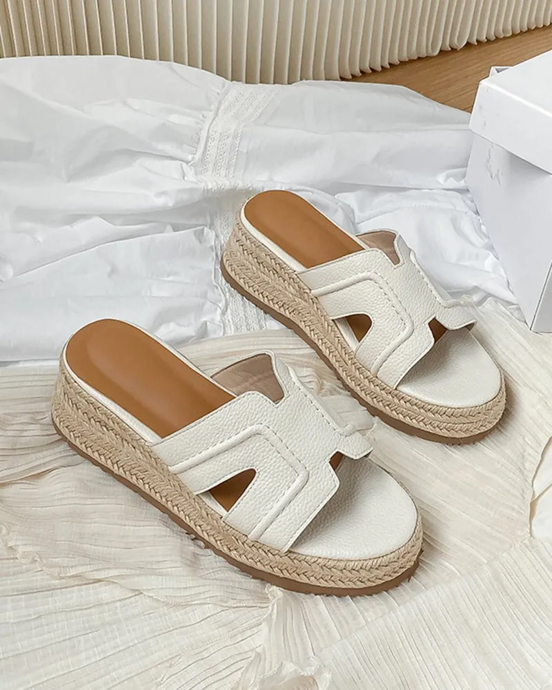 Textured Braided Espadrille Platform Slides Sandals sold by Larosa product image thumbnail 2
