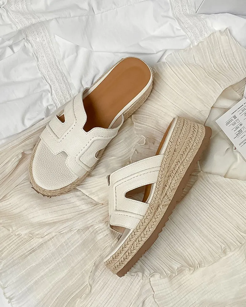 Textured Braided Espadrille Platform Slides Sandals sold by Larosa product image thumbnail 4