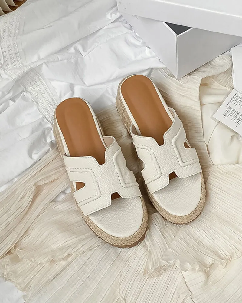 Textured Braided Espadrille Platform Slides Sandals sold by Larosa product image thumbnail 5