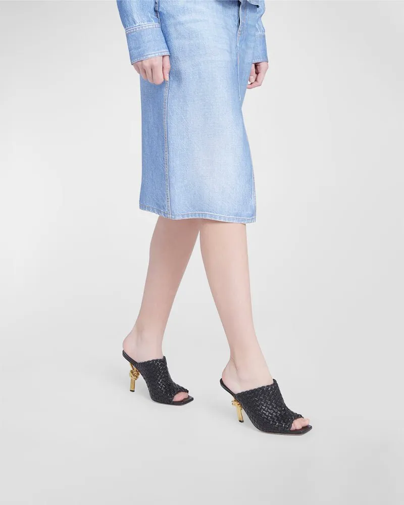 Gold Knot Heel Mules Woven High Heel Pumps sold by Larosa product image thumbnail 5