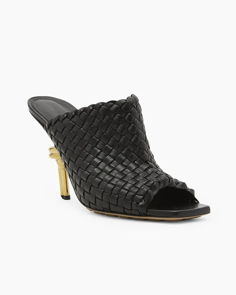 Gold Knot Heel Mules Woven High Heel Pumps sold by Larosa product image thumbnail 2