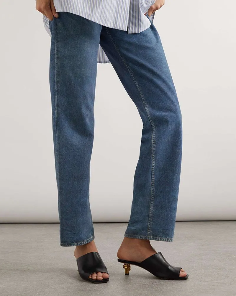 Gold Knot Heel Mules Leather Kitten Heel Pumps sold by Larosa product image thumbnail 4