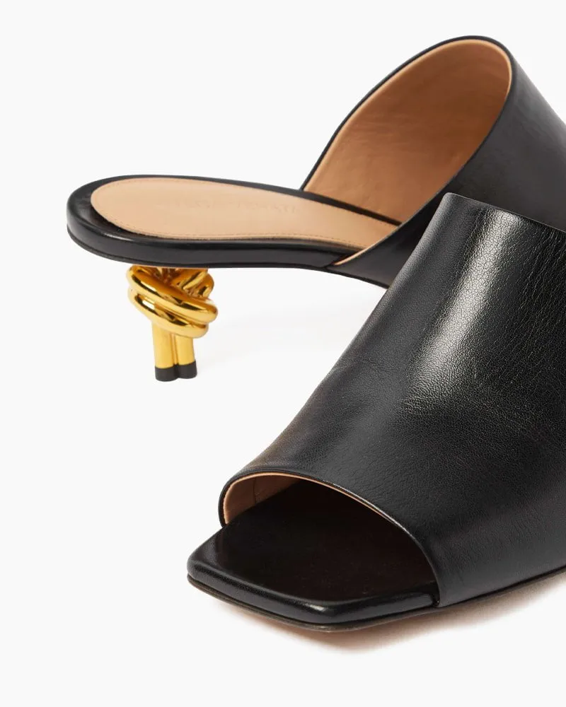 Gold Knot Heel Mules Leather Kitten Heel Pumps sold by Larosa product image thumbnail 2