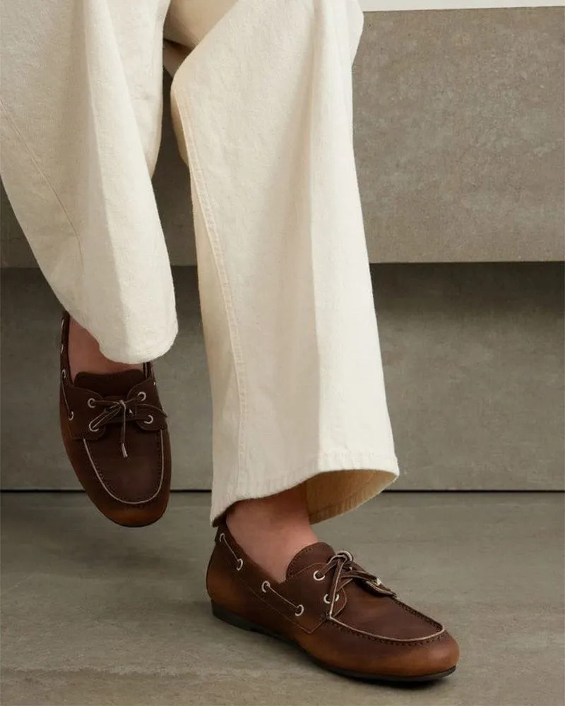 Women's Classic Unlined Leather Boat Shoes sold by Larosa