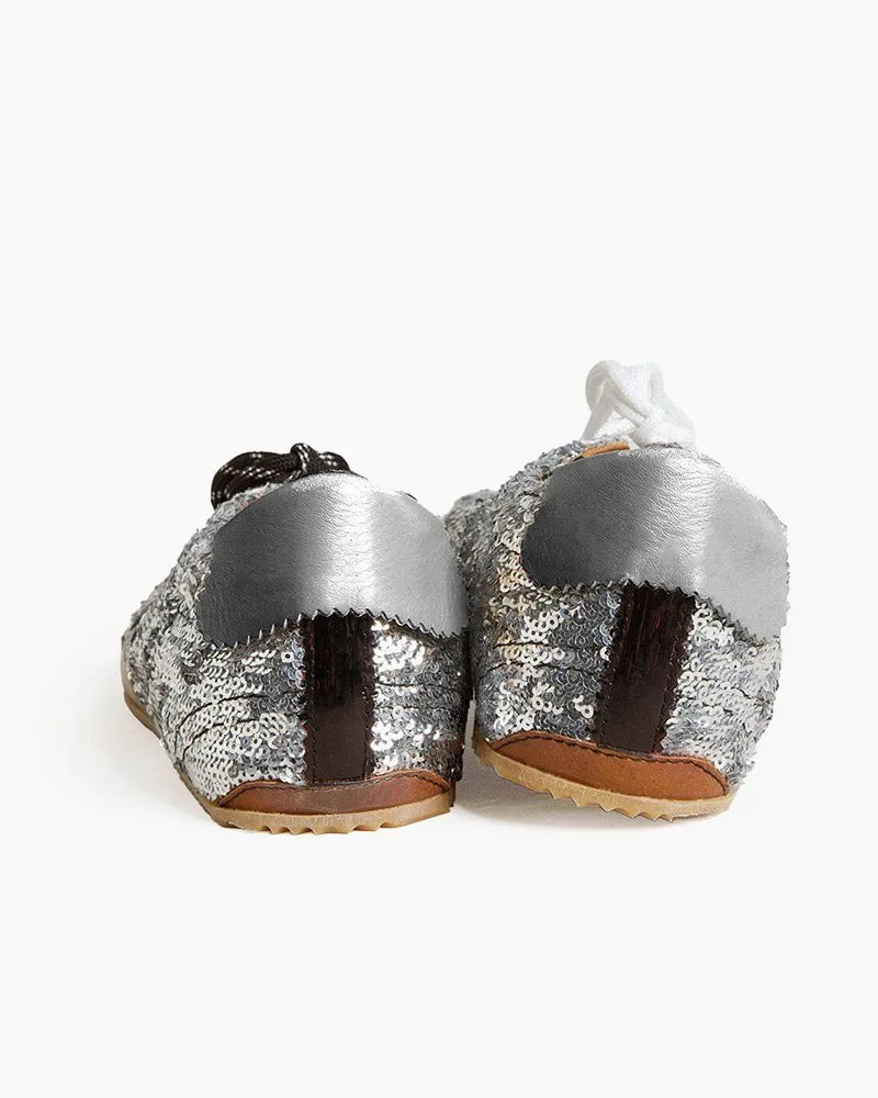 Silver Sequins Sneakers with Black Star and Beige Heel Tab sold by Larosa product image thumbnail 5