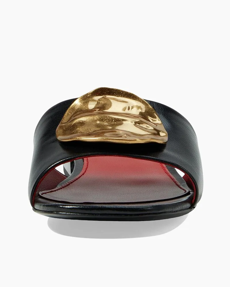 Gold Leaf Accent Black Flat Slide Sandals sold by Larosa product image thumbnail 2