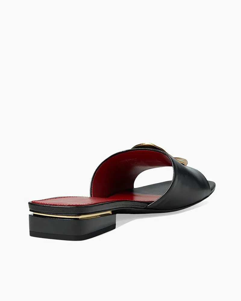 Gold Leaf Accent Black Flat Slide Sandals sold by Larosa product image thumbnail 5