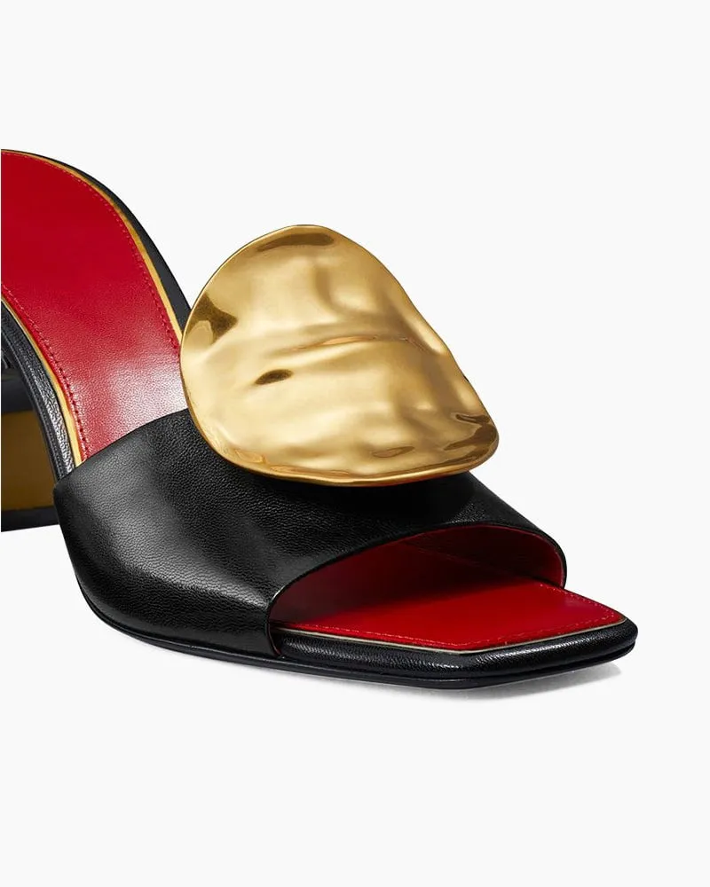 Gold Leaf Accent Sculpted Heel Leather Mules sold by Larosa product image thumbnail 3