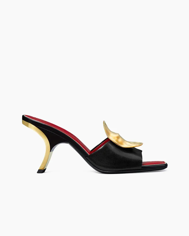 Gold Leaf Accent Sculpted Heel Leather Mules sold by Larosa product image thumbnail 2