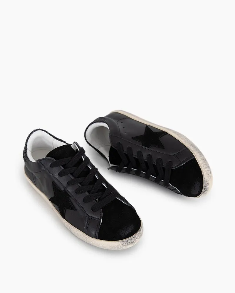 Black Nappa Leather Glitter Tab Sneakers sold by Larosa product image thumbnail 2