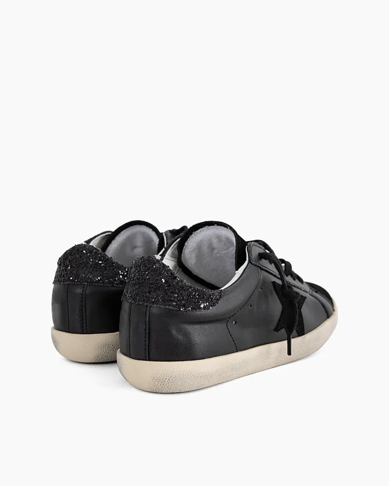 Black Nappa Leather Glitter Tab Sneakers sold by Larosa product image thumbnail 4