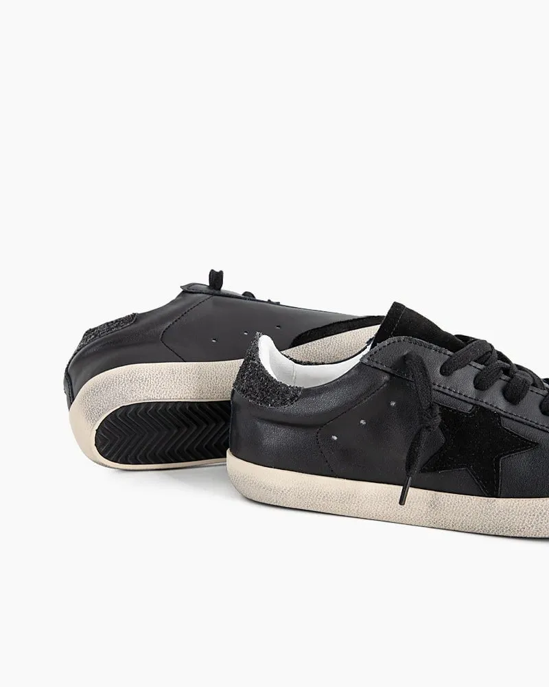 Black Nappa Leather Glitter Tab Sneakers sold by Larosa product image thumbnail 3