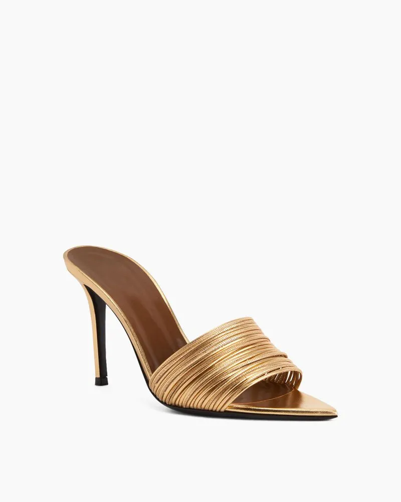 Pleated Metallic Leather High Stiletto Heel Pumps sold by Larosa product image thumbnail 3