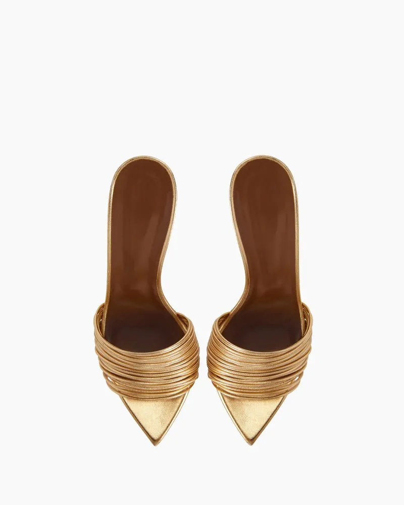 Pleated Metallic Leather High Stiletto Heel Pumps sold by Larosa product image thumbnail 4