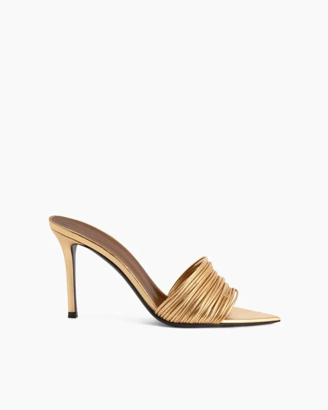 Pleated Metallic Leather High Stiletto Heel Pumps sold by Larosa